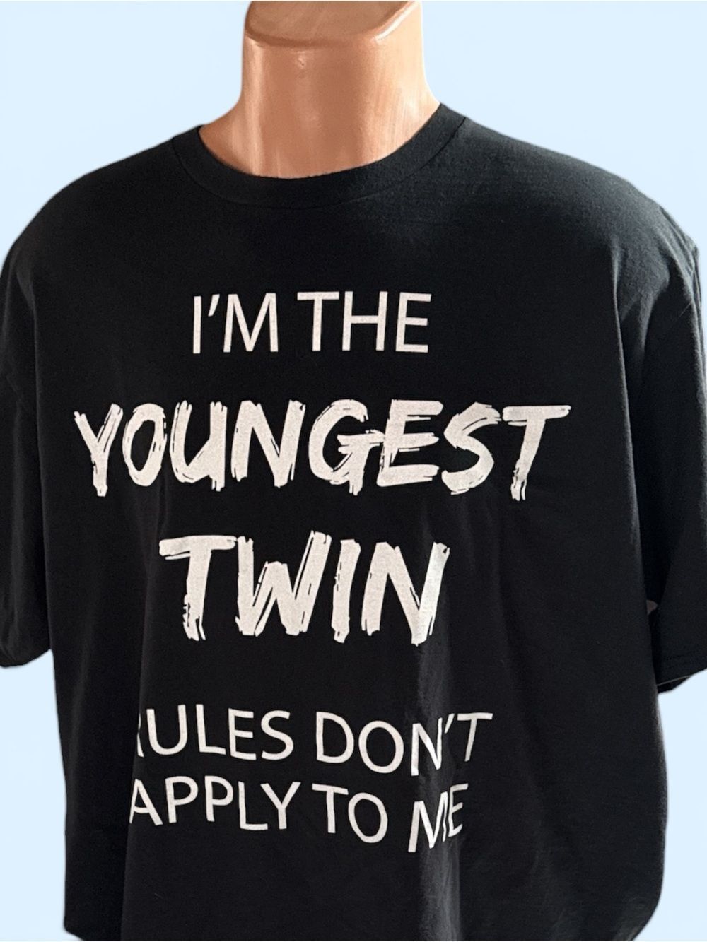 Black "I'm The Youngest Twin" Short Sleeve Tee 2X, GUC